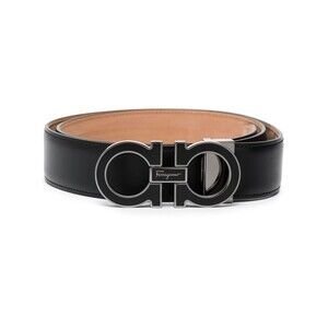 Salvatore Ferragamo Sz 46 Black Double Gancini Leather Belt $575